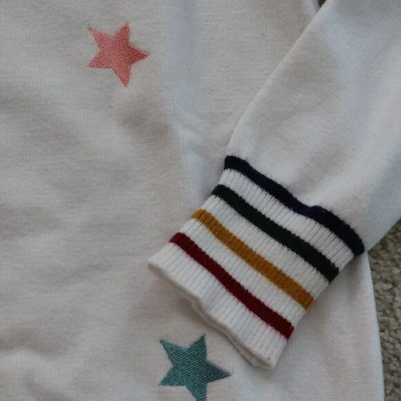 Mazik White Sweater with Colorful Star Details - Picture 3 of 5